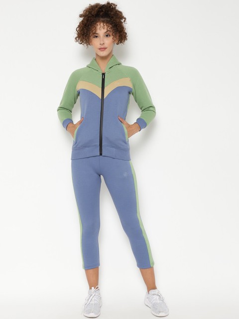 

Chkokko Women Green & Blue Sports Tracksuit
