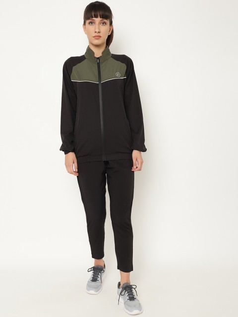 

Chkokko Women Olive Green & Black Tracksuit