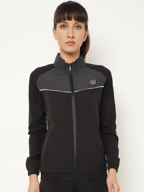 

Chkokko Women Grey & Black Gym Sporty Zipper Jacket