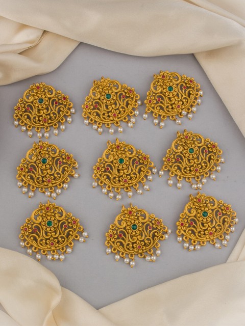 

Alankruthi Women Set of 9 Gold-Toned & White Beaded Hair Accessory