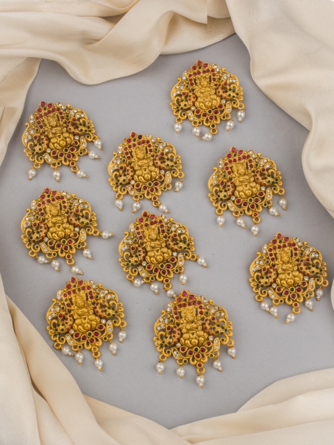 

Alankruthi Women Set of 9 Gold-Toned & White Hair Accessory