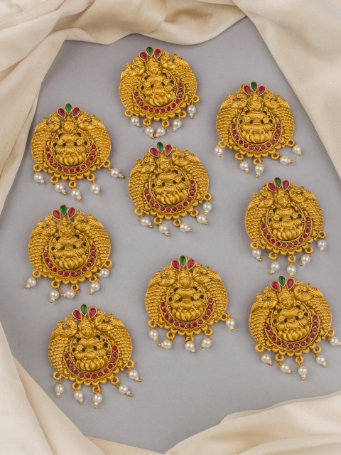 

Alankruthi Women Set of 9 Gold-Toned & White Stone Beads Chotis