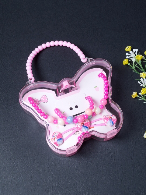 

Golden Girls Peacock Pink & White Beaded Handcrafted Jewellery Set