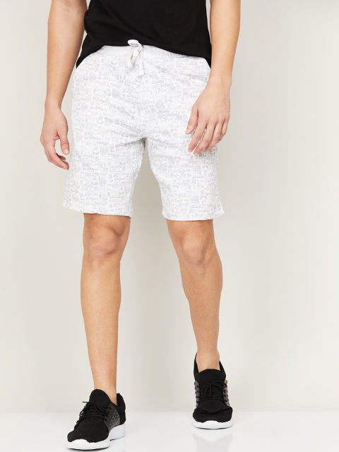 

Fame Forever by Lifestyle Men White & Grey Conversational Printed Mid-Rise Regular Shorts