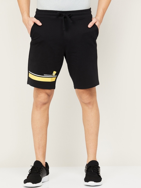 

Fame Forever by Lifestyle Men Black and Yellow Solid Mid-Rise Regular Shorts