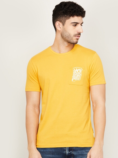 

Fame Forever by Lifestyle Men Yellow Solid Regular Fit T-shirt