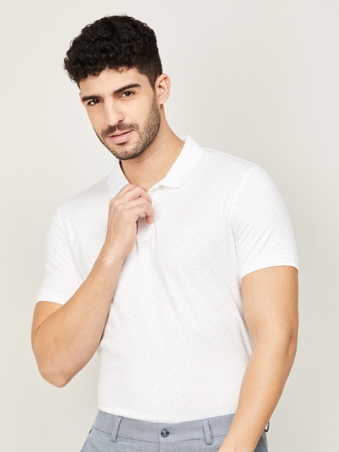 

CODE by Lifestyle Men White Polo Collar Printed Slim Fit T-shirt