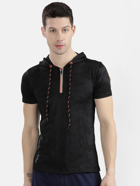 

V2 Value & Variety Men Black Solid Hooded T-shirt