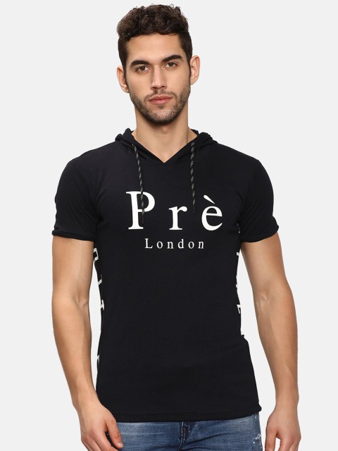 

V2 Value & Variety Men Navy Blue Typography Printed Hooded T-shirt