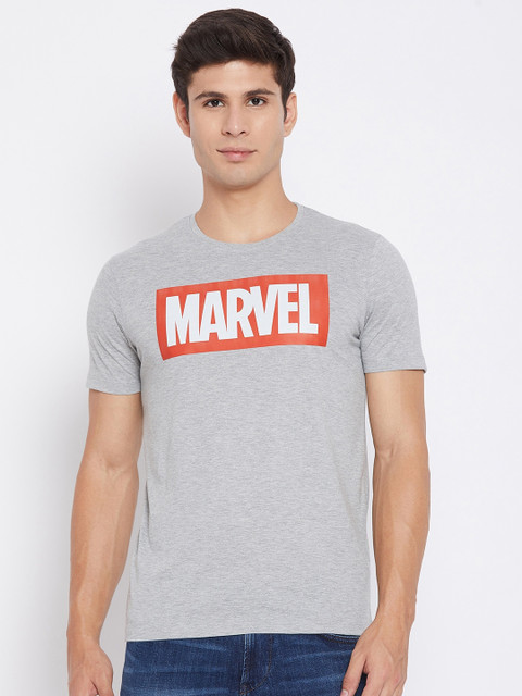 

Marvel by Wear Your Mind Men Grey Typography Printed T-shirt