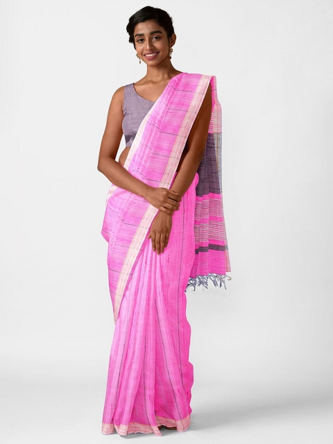 

Taneira Pink & Grey Pure Silk Bhagalpuri Saree