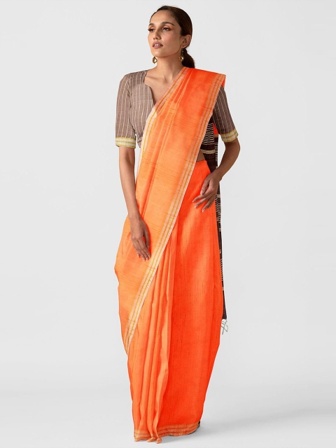 

Taneira Orange & Taupe Pure Silk Bhagalpuri Saree