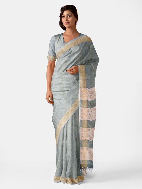 

Taneira Green & Gold-Toned Pure Silk Bhagalpuri Saree