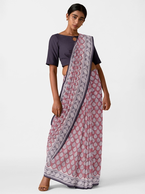 

Taneira Red Ethnic Motifs Pure Cotton Bagru Saree