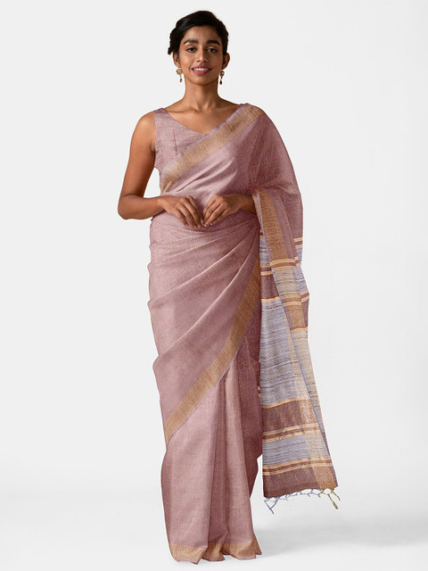 

Taneira Brown & Blue Pure Silk Bhagalpuri Saree
