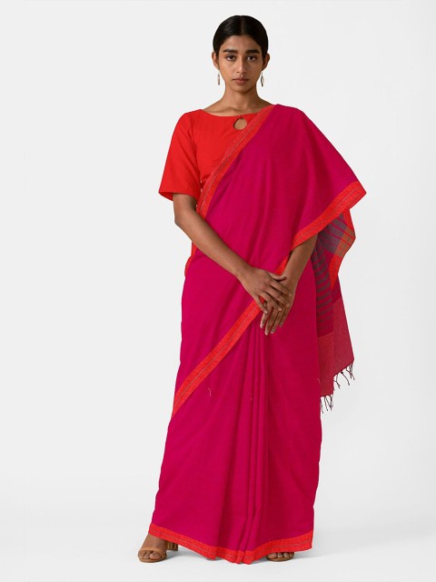 

Taneira Red & Orange Pure Cotton Saree