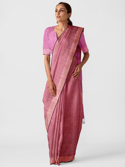

Taneira Red & Purple Silk Blend Bhagalpuri Saree