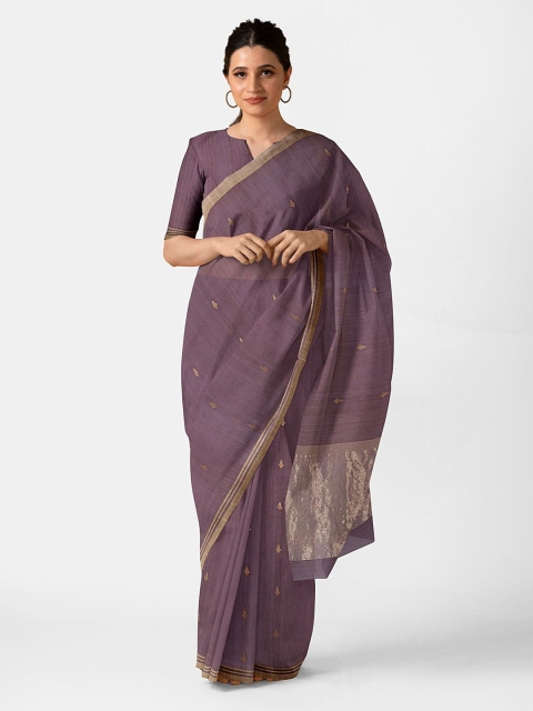 

Taneira Taupe & Beige Printed Silk Cotton Chanderi Saree