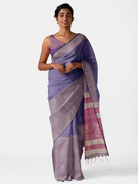 

Taneira Grey & Pink Silk Blend Bhagalpuri Saree