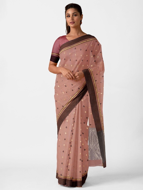 

Taneira Brown & Nude-Coloured Silk Cotton Chanderi Saree