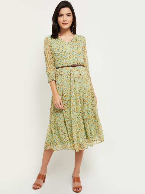 

max Women Green Floral Midi Dress