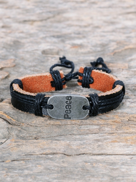 

Ayesha Unknown Men Black Leather Bracelet
