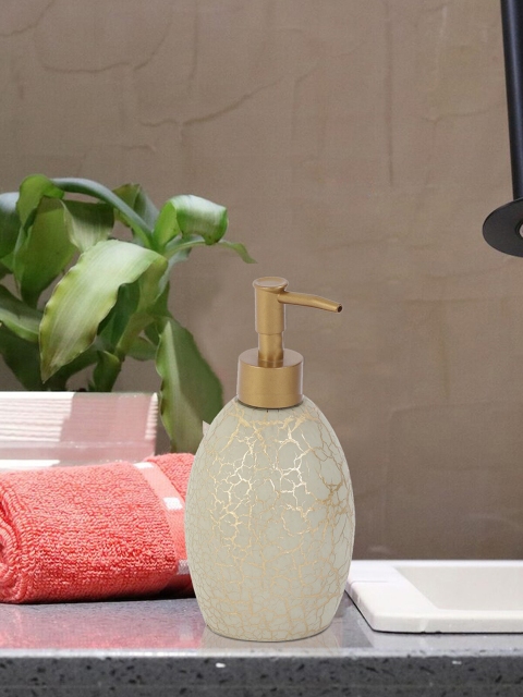 

OBSESSIONS Beige & Gold-Toned Textured Polyresin Alvina Soap Dispenser