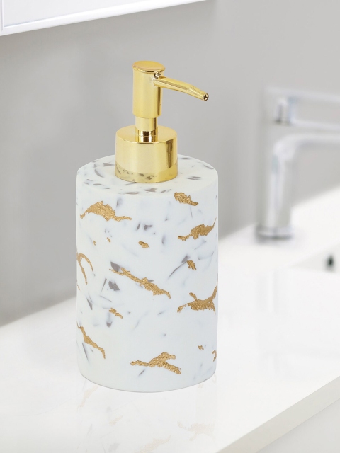 

OBSESSIONS White & Gold-Toned Printed Soap Dispenser