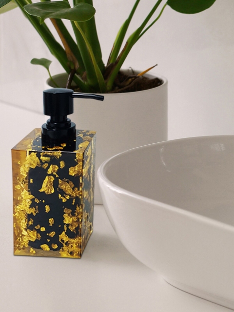 

OBSESSIONS Black & Gold-Toned Printed Soap Dispenser