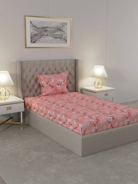 

Raymond Home Pink & White Floral 104 TC Single Bedsheet with 1 Pillow Covers