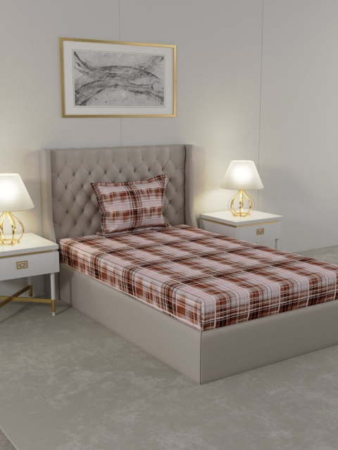 

Raymond Home Brown & Beige Geometric 104 TC Single Bedsheet with 1 Pillow Covers