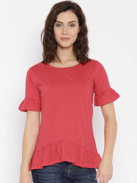 

Style Quotient Women Pink Solid Peplum Top