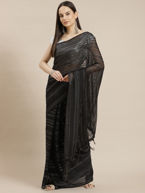 

Havida Sarees Black Striped Ready to Wear Saree