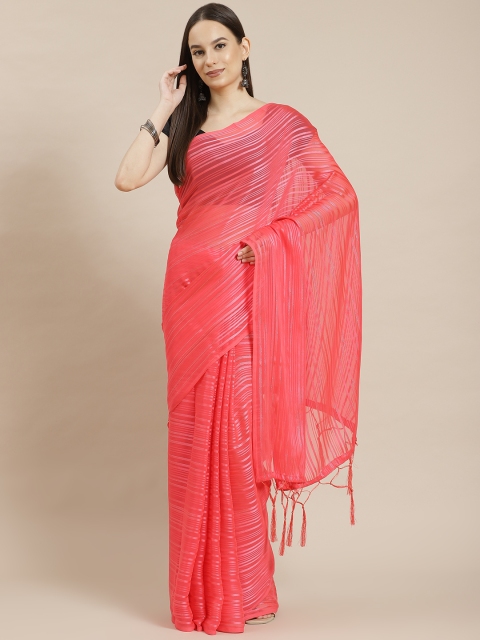 

Havida Sarees Pink Striped Ready to Wear Saree