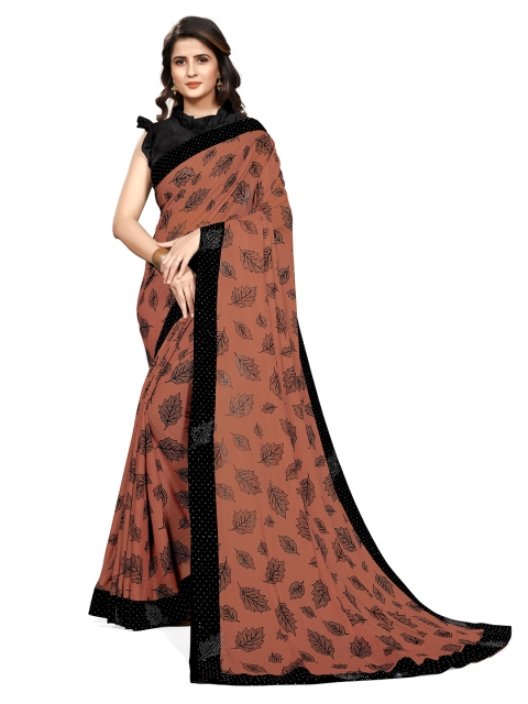

KALINI Brown & Black Floral Designer Saree