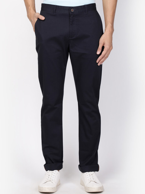

Blackberrys Men Navy Blue Solid Slim Fit Chinos Trousers
