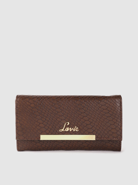 

Lavie Women Coffee Brown Snakeskin Textured Two Fold Wallet