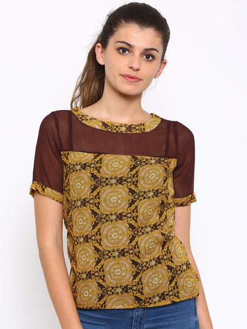 

Style Quotient Women Mustard Yellow Printed Top