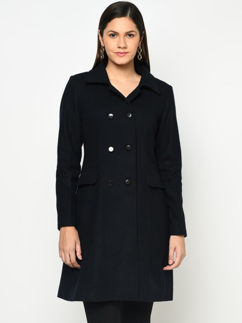 

Owncraft Women Navy Blue Woolen Overcoat