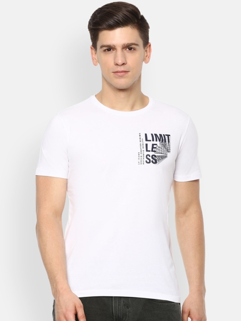 

Louis Philippe Jeans Men White Typography Printed Slim Fit T-shirt