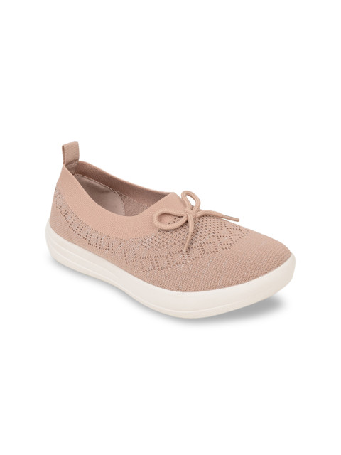 

Rocia Women Peach-Coloured Woven Design Slip-On Sneakers