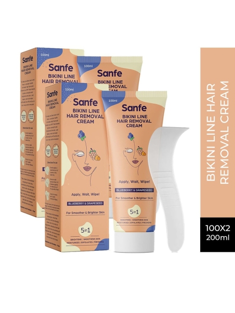 

Sanfe Pack of 2 Women Bikini Line Hair Removal Cream with Blueberry & Grapeseed 100 ml, Coral