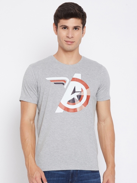 

Marvel by Wear Your Mind Men Grey Avengers Logo Printed Pure Cotton T-shirt