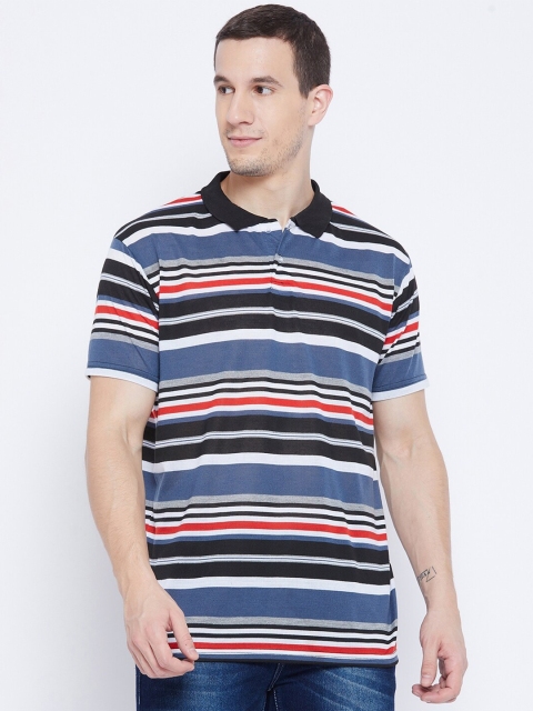 

HALTON HILLS Men Multicoloured Striped Polo Collar T-shirt, Multi