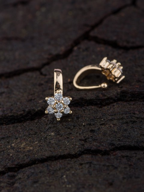 

Alankruthi Set Of 2 Gold-Plated White CZ & AD-Studded Nosepins