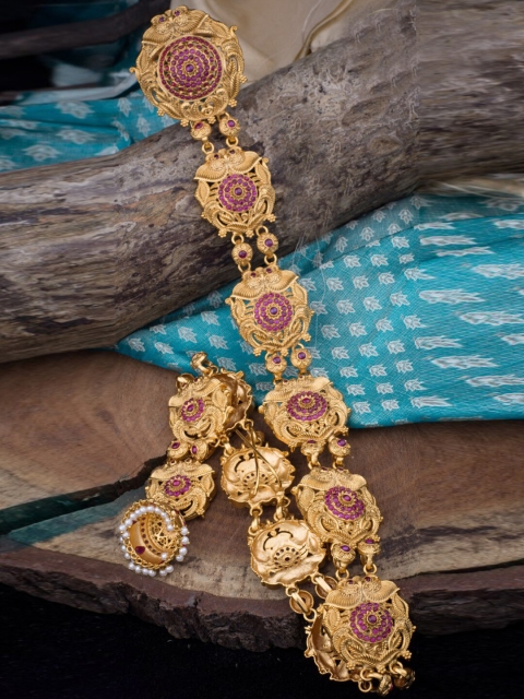 

Alankruthi Women Gold-Toned & Purple Stone Studded Choti