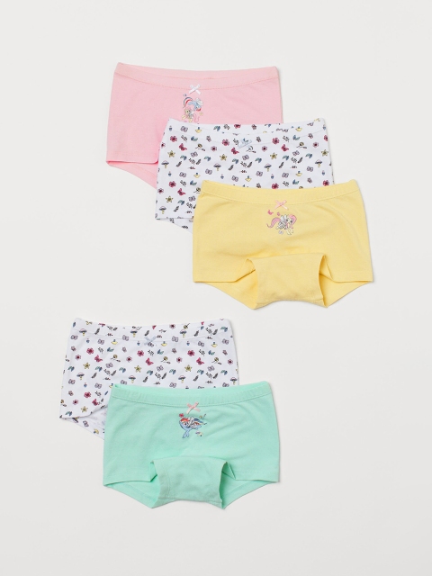 

H&M Girls Pack Of 5 Printed Cotton Boxer Briefs 0783893033, Pink