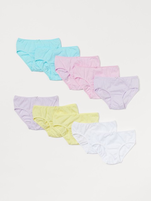 

H&M Girls Pack Of 10 Solid Cotton Jersey Briefs 0709023014, Pink