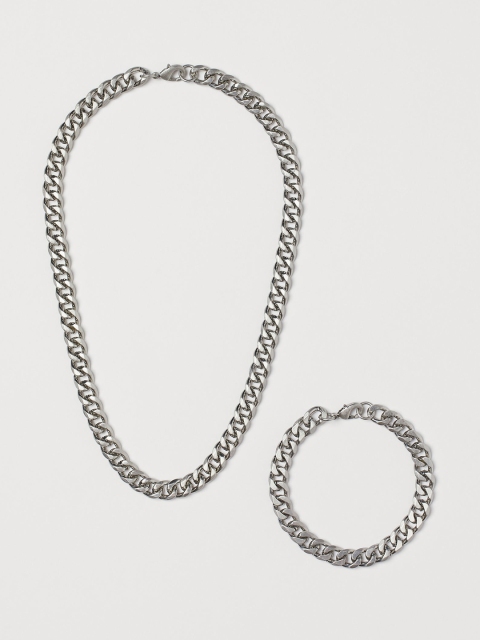 

H&M Men Silver-Toned Bracelet & necklace