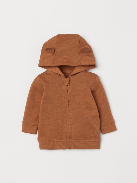 

H&M Boys Brown Cotton Solid Hoodie